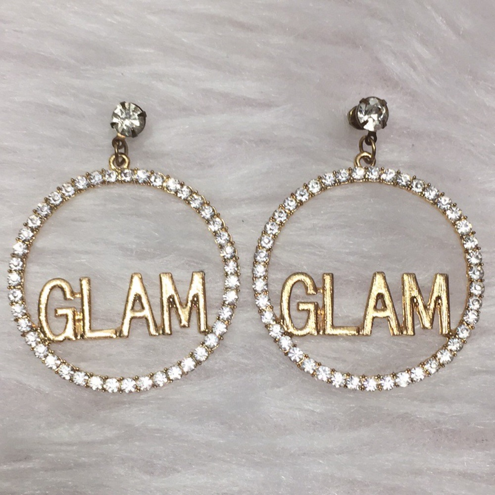 🌹Sassy Gold Plated Rhinestone Hoop Glam Earrings